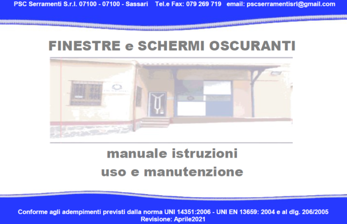 Manuale Istruzioni d'uso e manutenzione