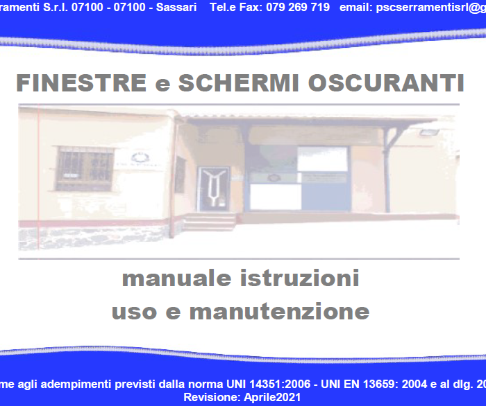 Manuale Istruzioni d'uso e manutenzione